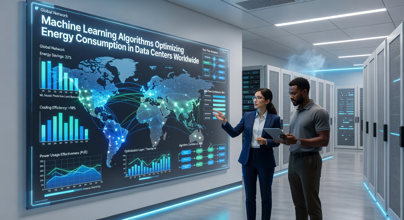 Data center servers optimized by machine learning algorithms for energy efficiency