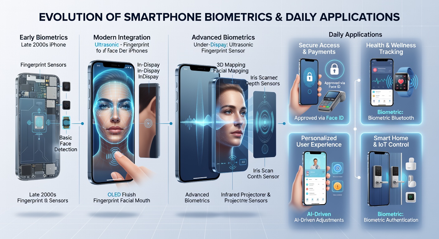 User interacting with smartphone biometric authentication during a daily payment transaction