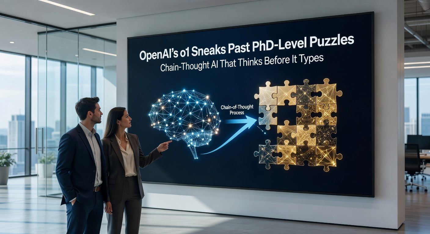 Diagram illustrating o1's internal chain-of-thought process navigating PhD-level science puzzles