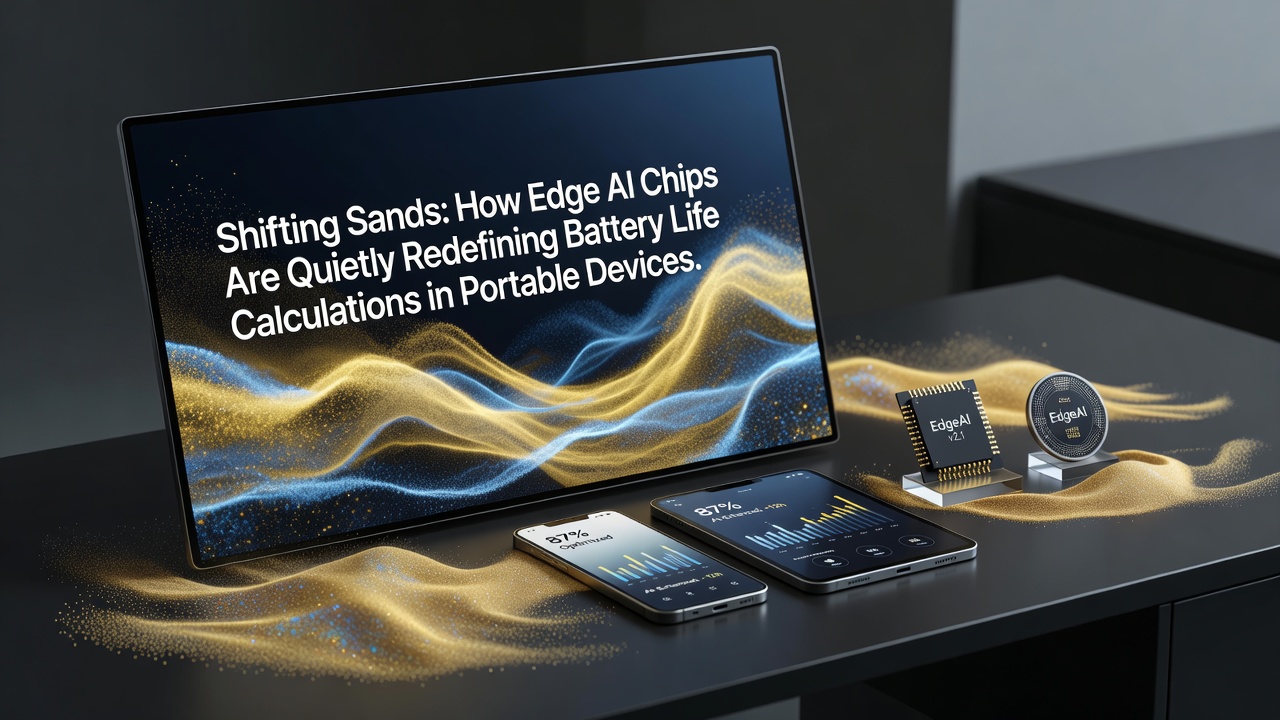 Portable device screen displaying real-time battery optimization metrics powered by edge AI