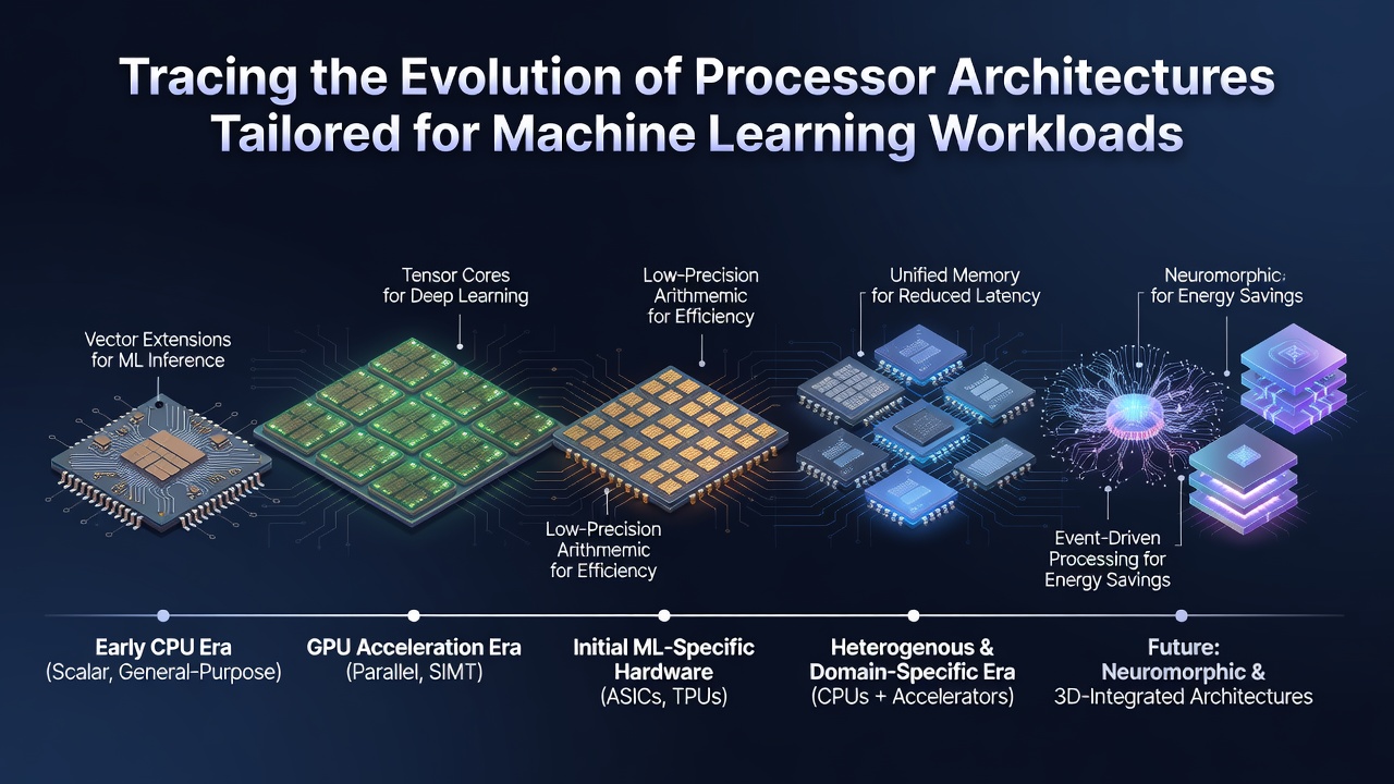 Modern tensor processing unit layout highlighting dedicated matrix multiply units and high bandwidth memory interfaces